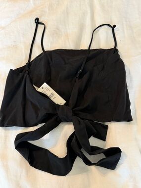 Brandy Melville Black Tie-Front Crop Cami